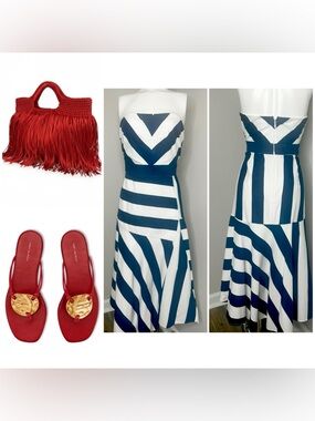 NY&CO BLUE WHITE STRIPE STRETCHY DRESS -PRELOVED 6